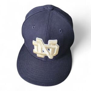 Notre Dame Fighting Irish Hat Cap Fitted Men's 8 1/8 Navy Blue New Era Football